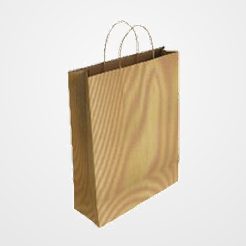 BOLSA de PAPEL ANDINA KRAFT VERJURADO 24x32x10 cm RECICLADO/NATURAL PAQUETE de 50