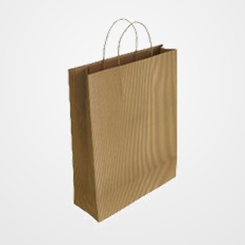 BOLSA de PAPEL ANDINA KRAFT VERJURADO 27x37x12 cm RECICLADO/NATURAL PAQUETE de 50