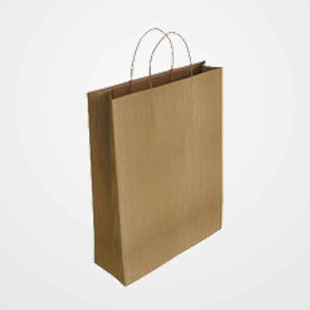 BOLSA de PAPEL ANDINA KRAFT VERJURADO 32x40x14 cm RECICLADO/NATURAL PAQUETE de 50