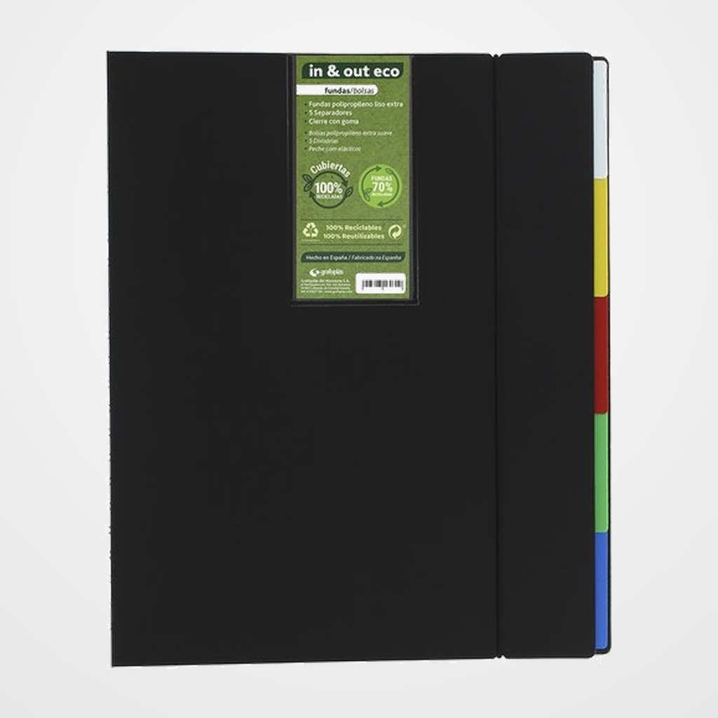 CARPETA FUNDAS (TARIFARIO) GRAFOPLAS ESPIRAL PP IN&OUT RECICLADA A4 100 F. NEGRO