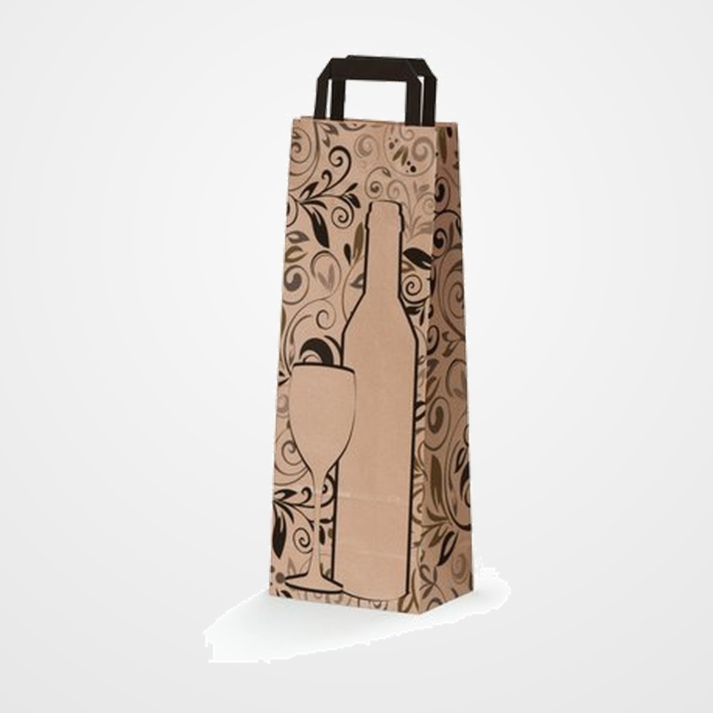 BOLSA de PAPEL BOTELLA TV KRAFT 14x9x36 cm DISEÑO PAQUETE de 25