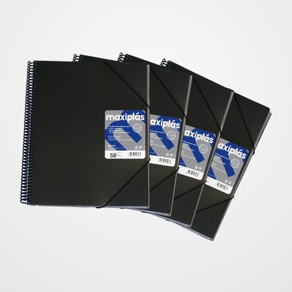 [15302990] CARPETA FUNDAS (TARIFARIO) GRAFOPLAS ESPIRAL PP RIGIDO MAXIPLAS A4 60 F. NEGRO