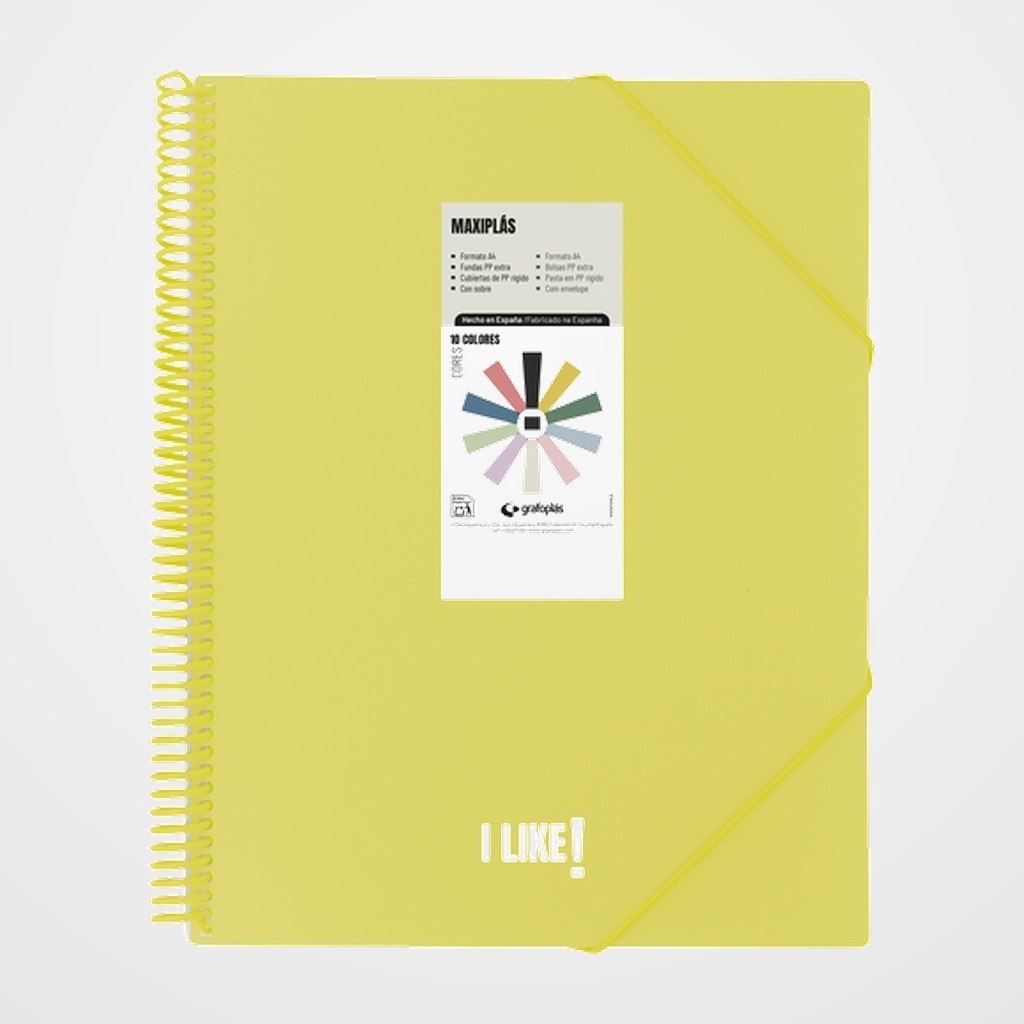 CARPETA FUNDAS (TARIFARIO) GRAFOPLAS ESPIRAL PP RIGIDO MAXIPLAS LIKE 3 A4 20 F. AMARILLO