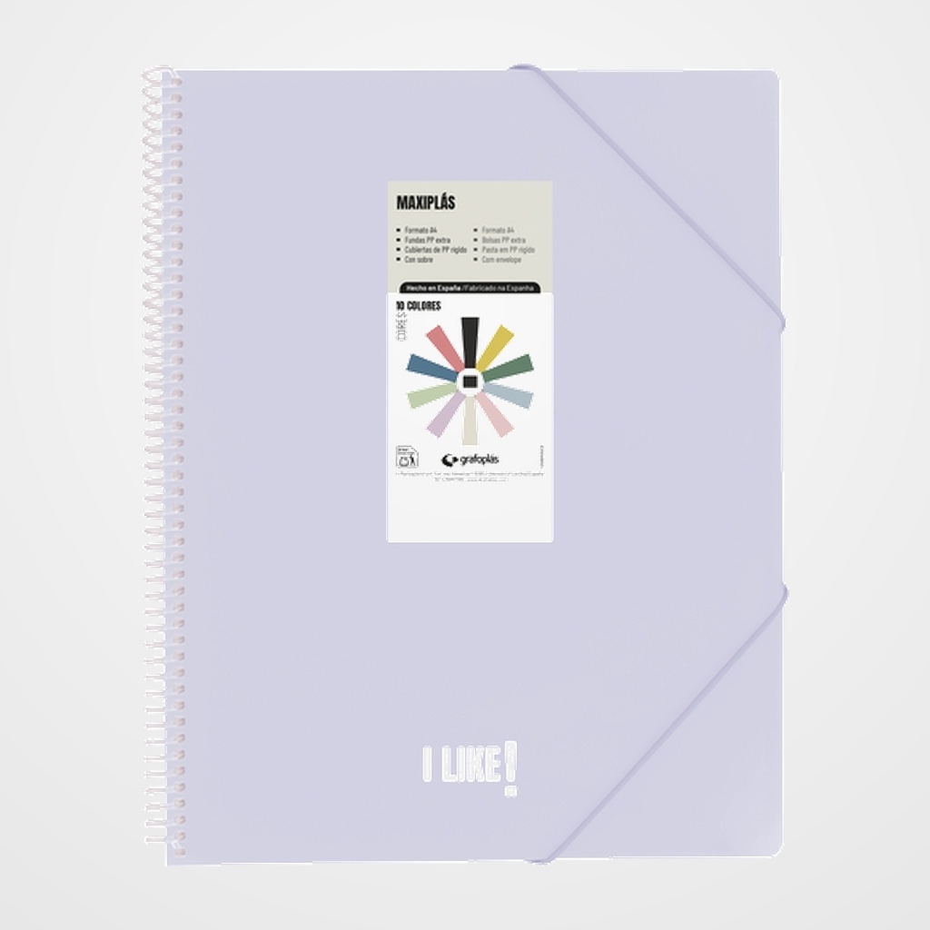 CARPETA FUNDAS (TARIFARIO) GRAFOPLAS ESPIRAL PP RIGIDO MAXIPLAS LIKE 3 A4 20 F. LAVANDA SOFT