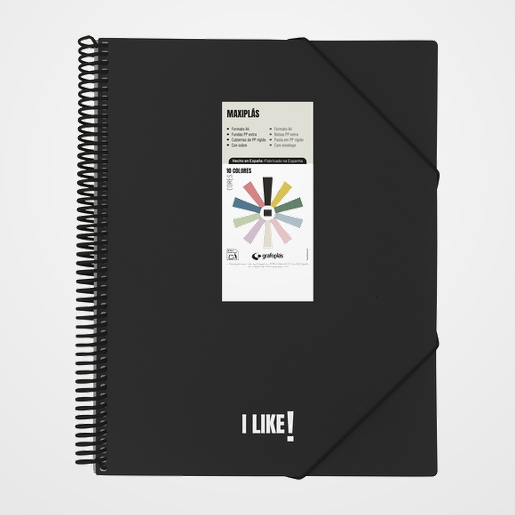 CARPETA FUNDAS (TARIFARIO) GRAFOPLAS ESPIRAL PP RIGIDO MAXIPLAS LIKE 3 A4 20 F. NEGRO