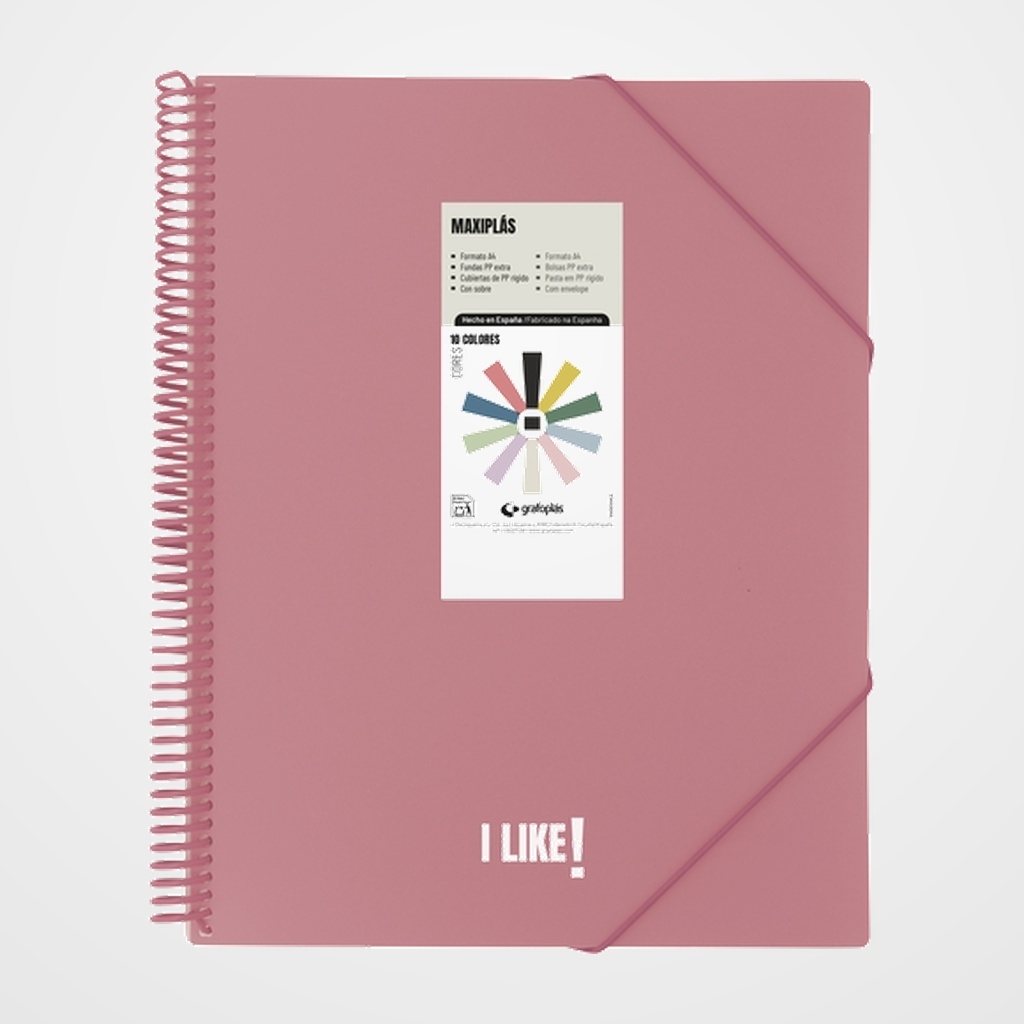 CARPETA FUNDAS (TARIFARIO) GRAFOPLAS ESPIRAL PP RIGIDO MAXIPLAS LIKE 3 A4 20 F. ROSA