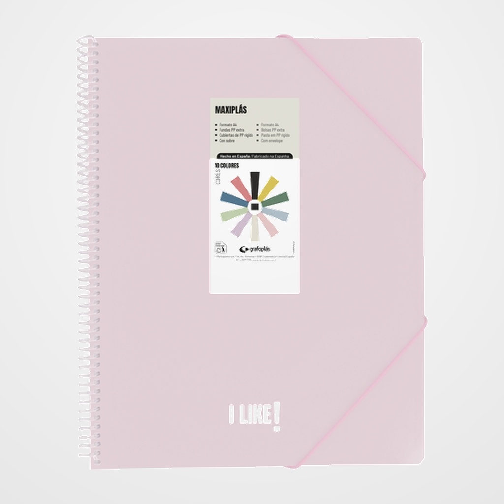[15303200] CARPETA FUNDAS (TARIFARIO) GRAFOPLAS ESPIRAL PP RIGIDO MAXIPLAS LIKE 3 A4 20 F. ROSA SOFT