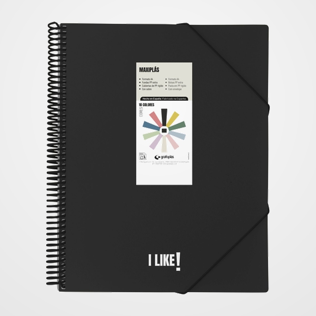 [15303214] CARPETA FUNDAS (TARIFARIO) GRAFOPLAS ESPIRAL PP RIGIDO MAXIPLAS LIKE 3 A4 40 F. NEGRO