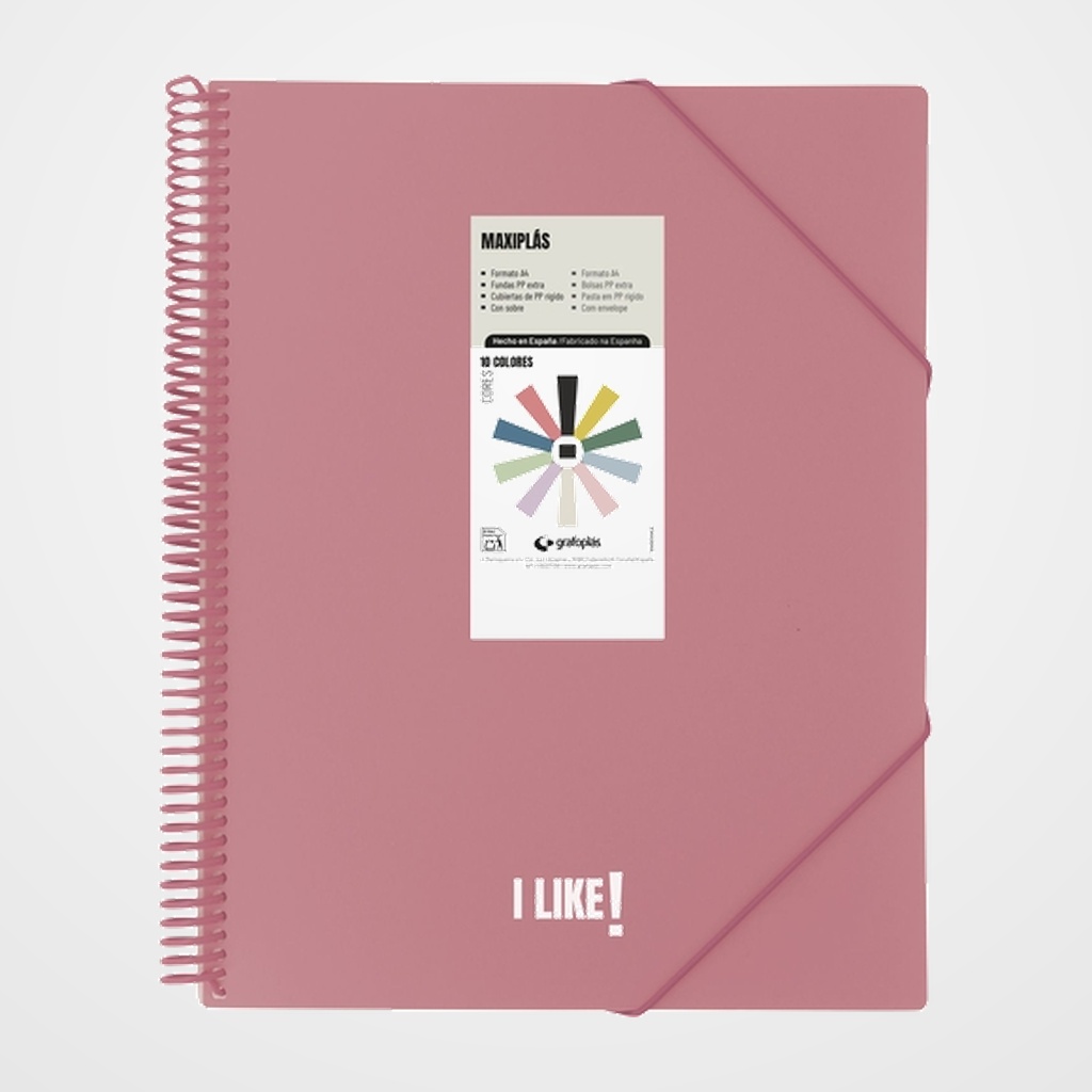 CARPETA FUNDAS (TARIFARIO) GRAFOPLAS ESPIRAL PP RIGIDO MAXIPLAS LIKE 3 A4 40 F. ROSA