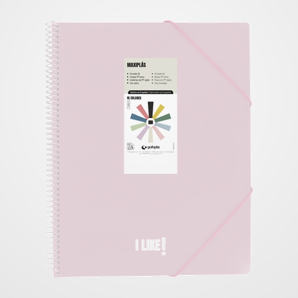 CARPETA FUNDAS (TARIFARIO) GRAFOPLAS ESPIRAL PP RIGIDO MAXIPLAS LIKE 3 A4 40 F. ROSA SOFT