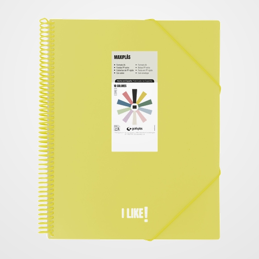 CARPETA FUNDAS (TARIFARIO) GRAFOPLAS ESPIRAL PP RIGIDO MAXIPLAS LIKE 3 A4 50 F. AMARILLO