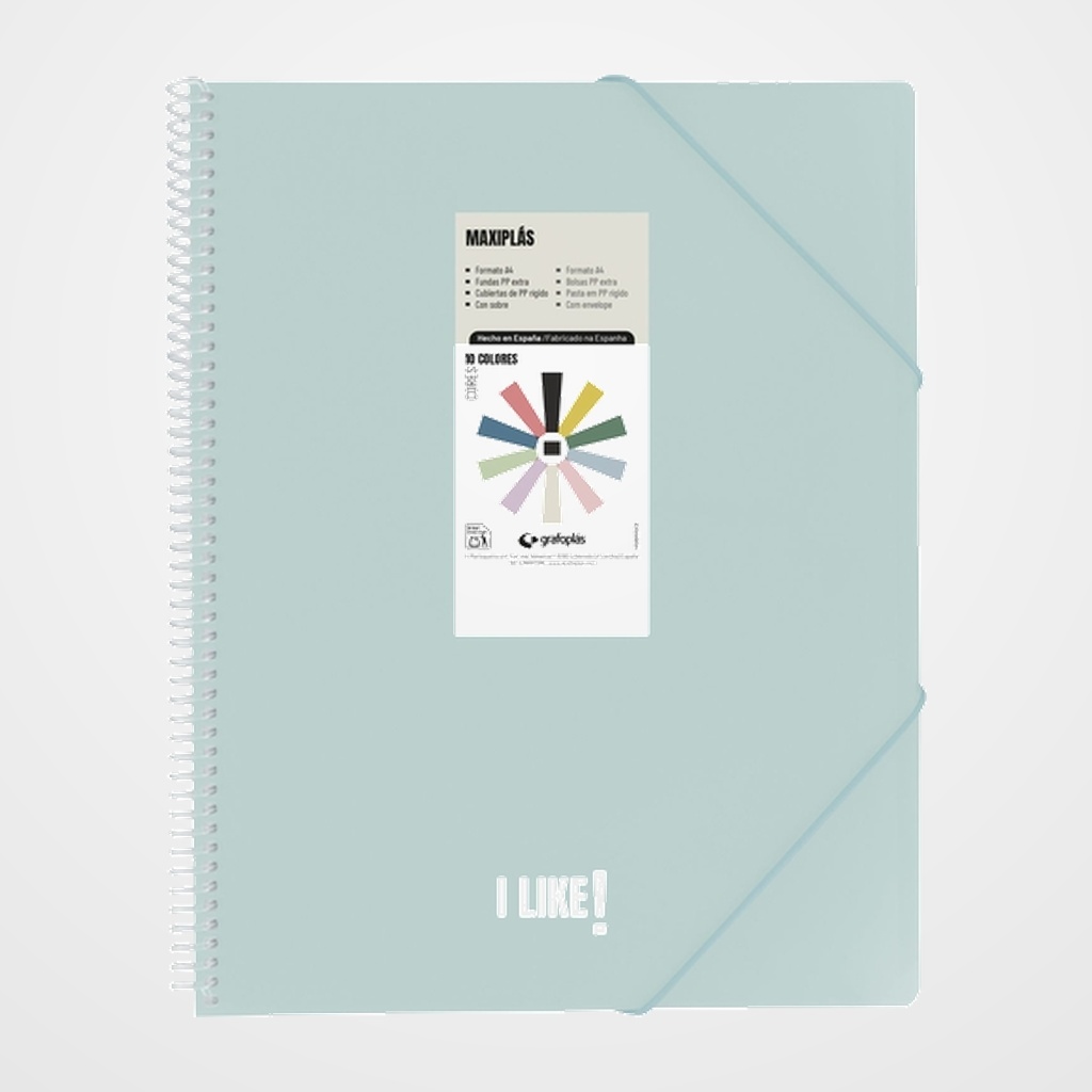 CARPETA FUNDAS (TARIFARIO) GRAFOPLAS ESPIRAL PP RIGIDO MAXIPLAS LIKE 3 A4 50 F. AZUL CLARO
