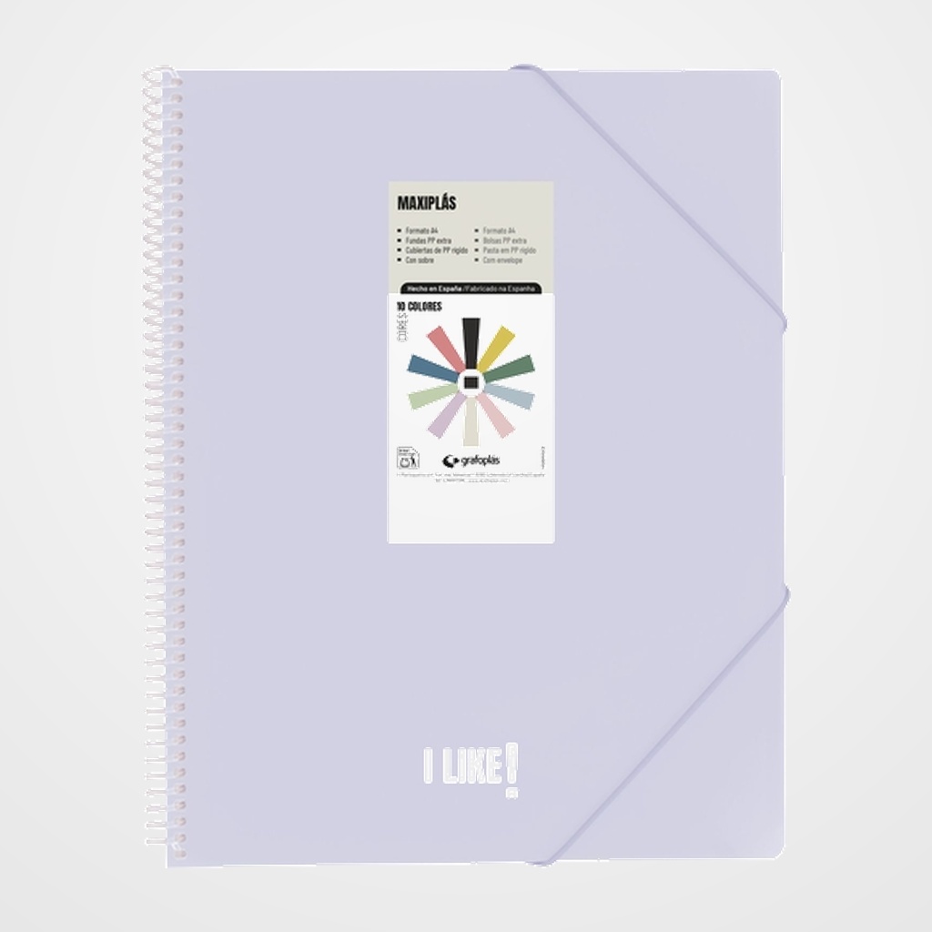 CARPETA FUNDAS (TARIFARIO) GRAFOPLAS ESPIRAL PP RIGIDO MAXIPLAS LIKE 3 A4 50 F. LAVANDA SOFT