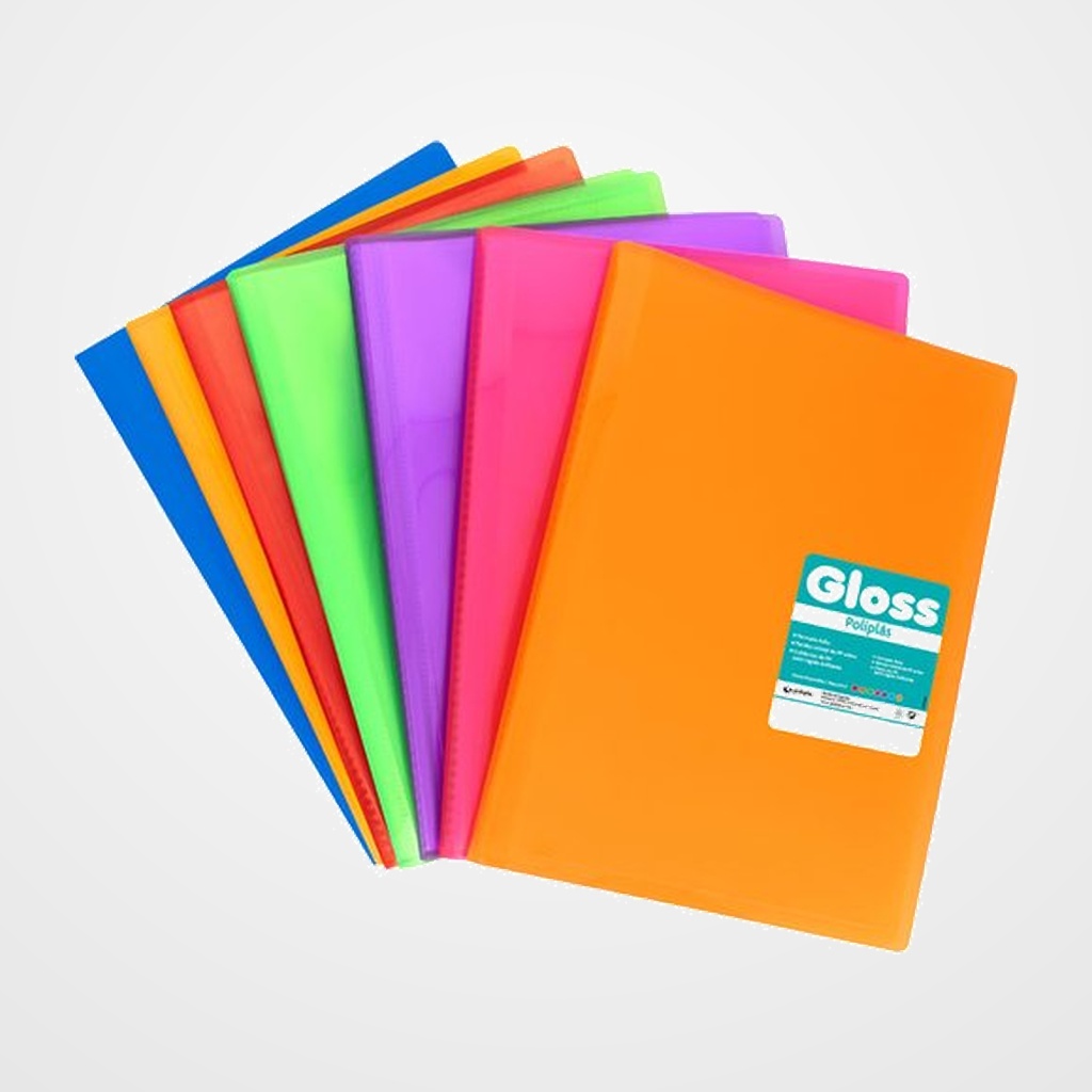 CARPETA FUNDAS (TARIFARIO) GRAFOPLAS PP FLEXIBLE POLIPLAS GLOSS  Fº 50 F. SURTIDO.CAJA DE 7