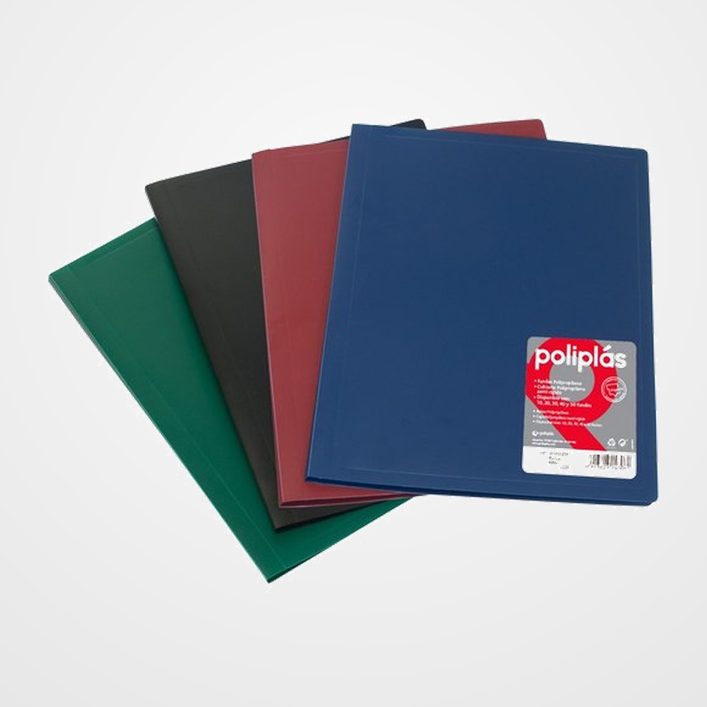CARPETA FUNDAS (TARIFARIO) GRAFOPLAS PP FLEXIBLE POLIPLAS OPACO Fº 30 F. GRANATE