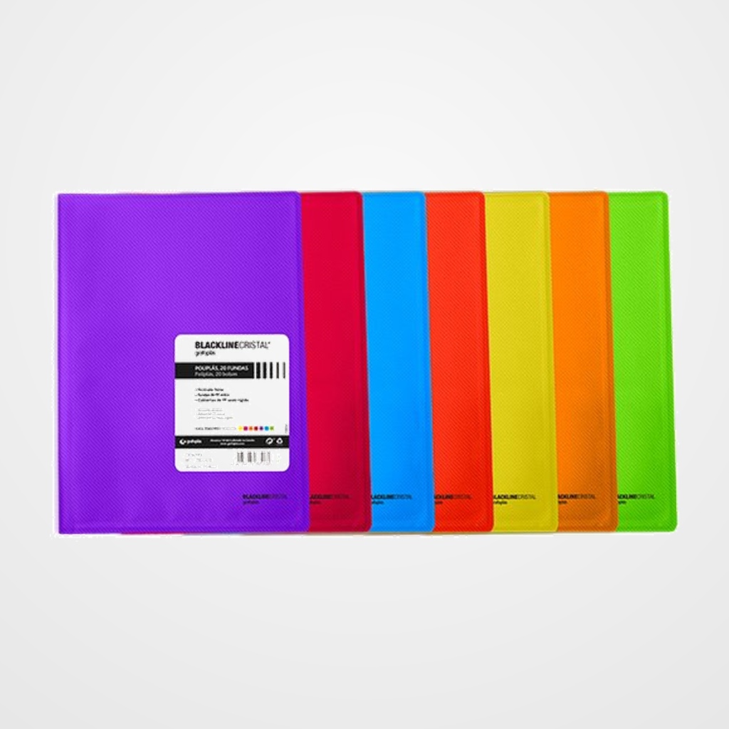 CARPETA FUNDAS (TARIFARIO) GRAFOPLAS PP POLIPLAS BLACKLINE Fº 20 F. AZUL