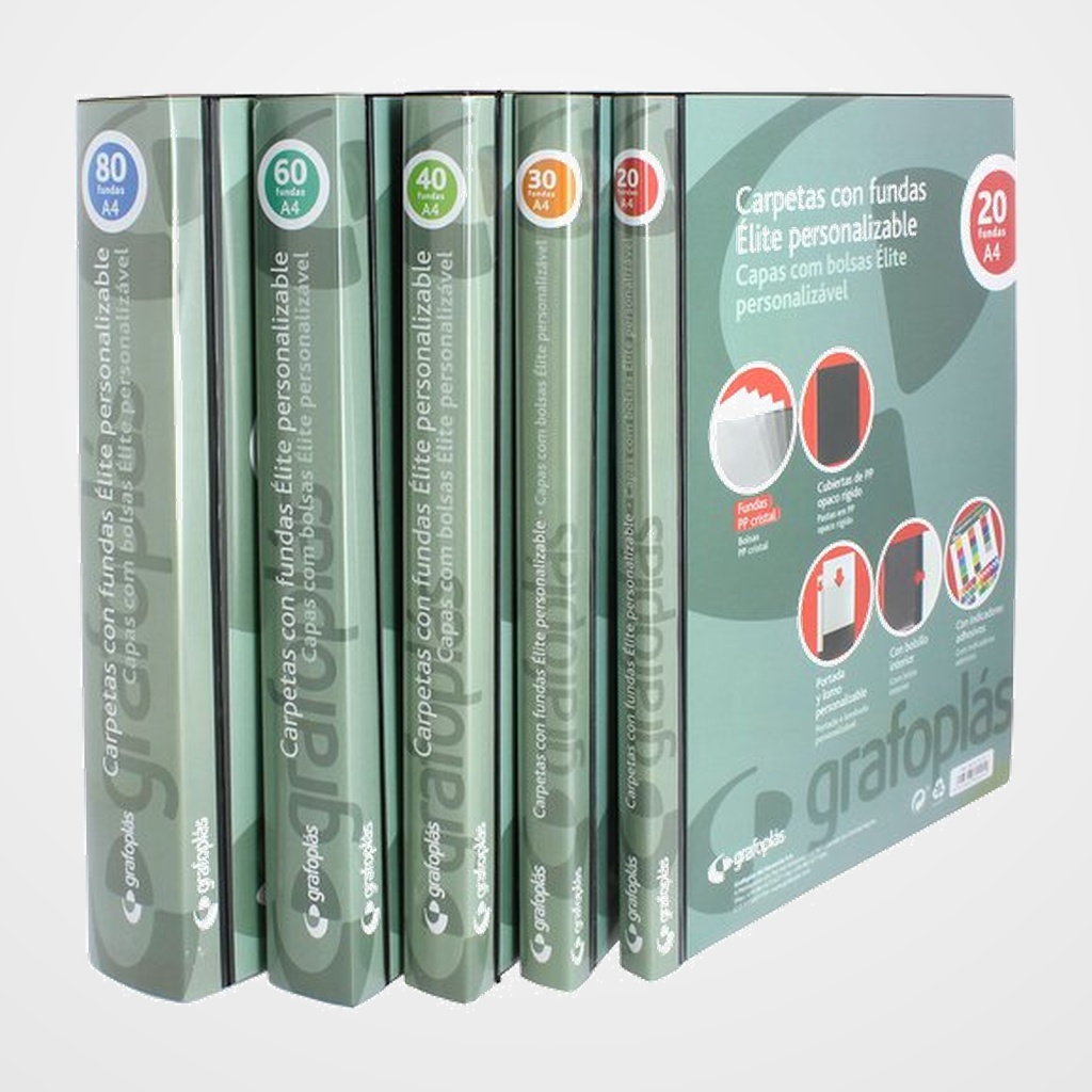[15302955] CARPETA FUNDAS (TARIFARIO) GRAFOPLAS PP RIGIDO ELITE PERSONALIZABLE A5 20 F. NEGRO