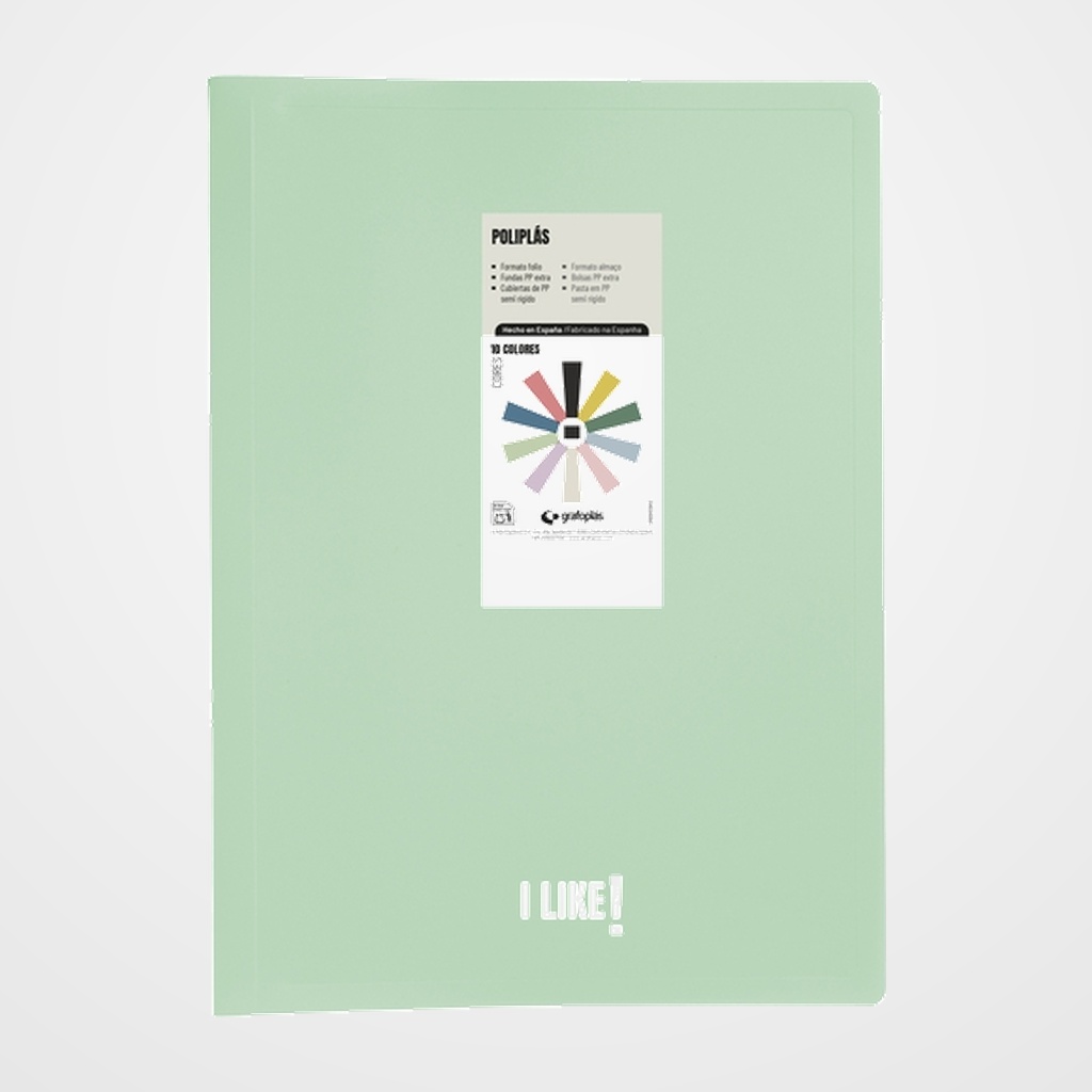 CARPETA FUNDAS (TARIFARIO) GRAFOPLAS PP SEMIRRIGIDO POLIPLAS LIKE 3 OPACO Fº 10 F. VERDE CLARO