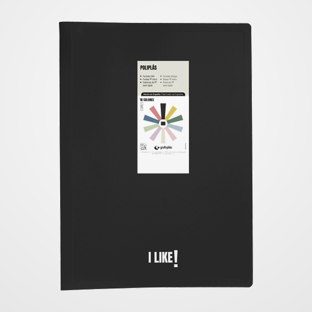 CARPETA FUNDAS (TARIFARIO) GRAFOPLAS PP SEMIRRIGIDO POLIPLAS LIKE 3 OPACO Fº 30 F. NEGRO