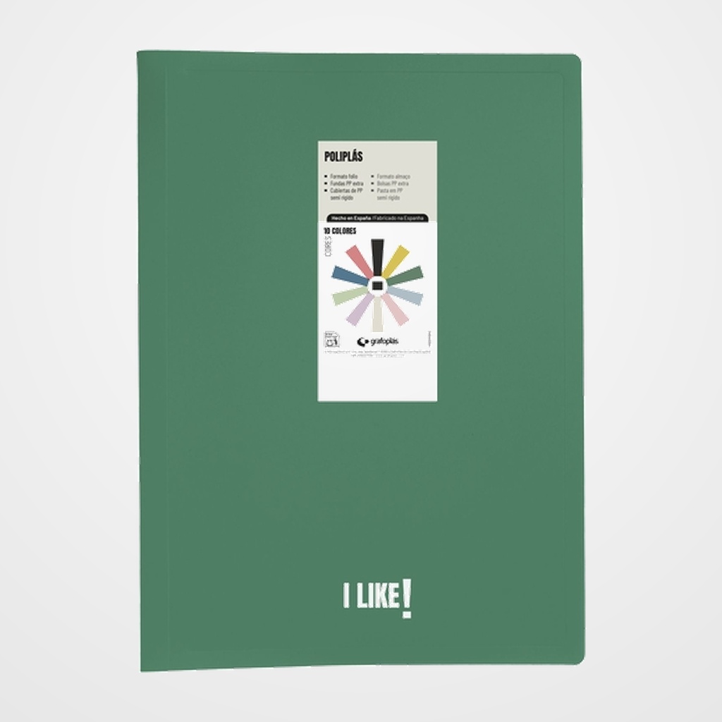 CARPETA FUNDAS (TARIFARIO) GRAFOPLAS PP SEMIRRIGIDO POLIPLAS LIKE 3 OPACO Fº 30 F. VERDE OSCURO