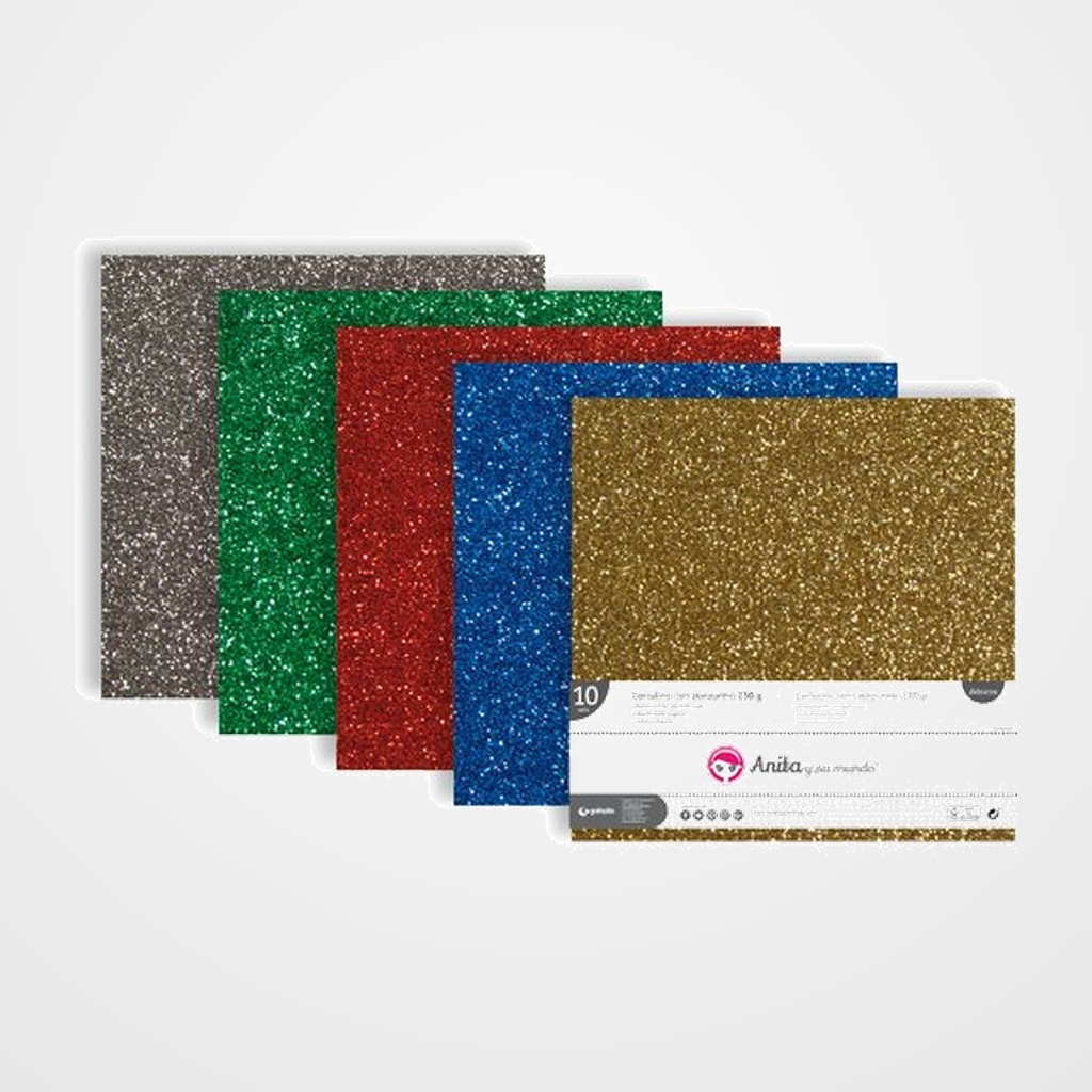 [10701845] CARTULINA PURPURINA 30,5x30,5 280g VERDE PAQUETE de 10