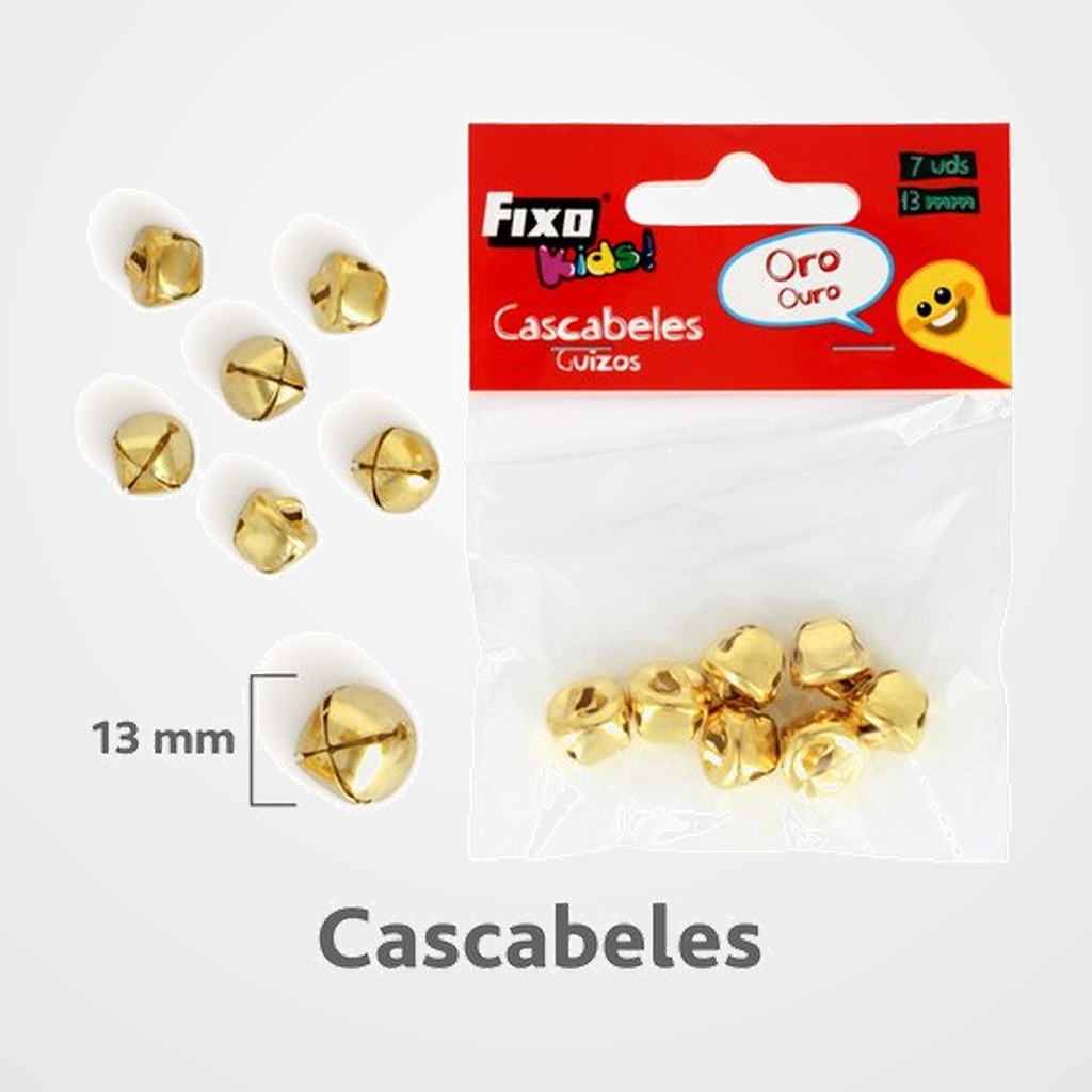 [25201916] CASCABELES FIXO KIDS DORADO 13mm BOLSA de 7