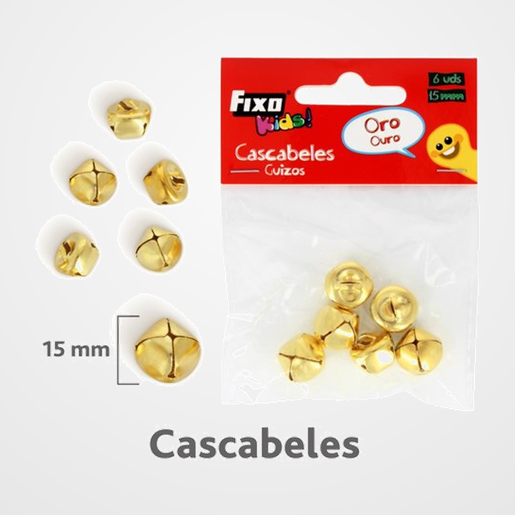 [25201915] CASCABELES FIXO KIDS DORADO 15mm BOLSA de 6