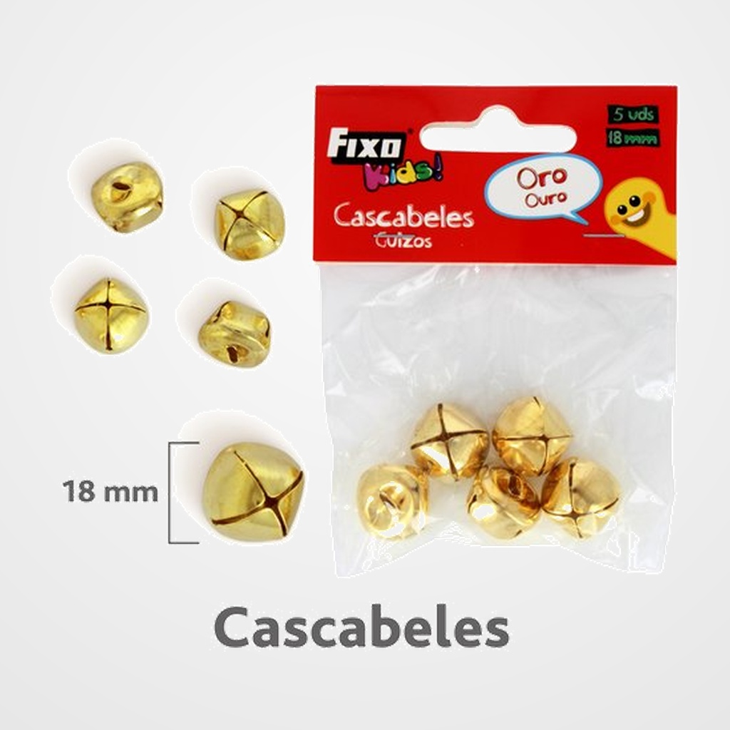 [25201914] CASCABELES FIXO KIDS DORADO 18mm BOLSA de 5