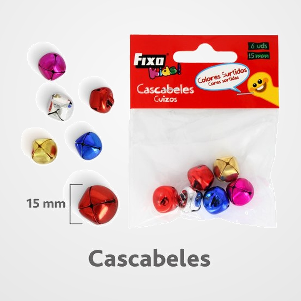 [25201921] CASCABELES FIXO KIDS SURTIDOS 15mm BOLSA de 6