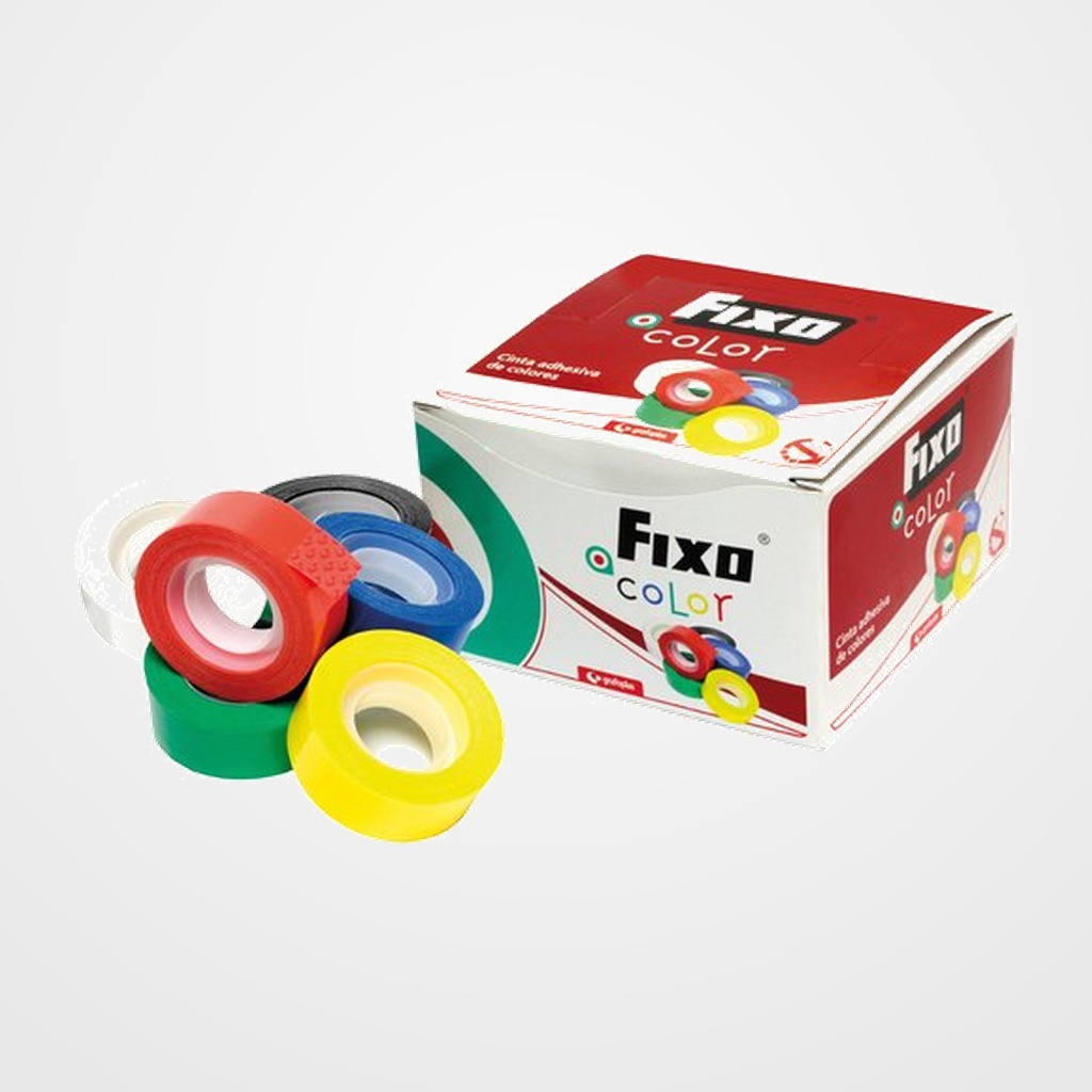 CINTA ADHESIVA FIXO COLOR rollo 33x19 SURTIDO CAJA DE 16