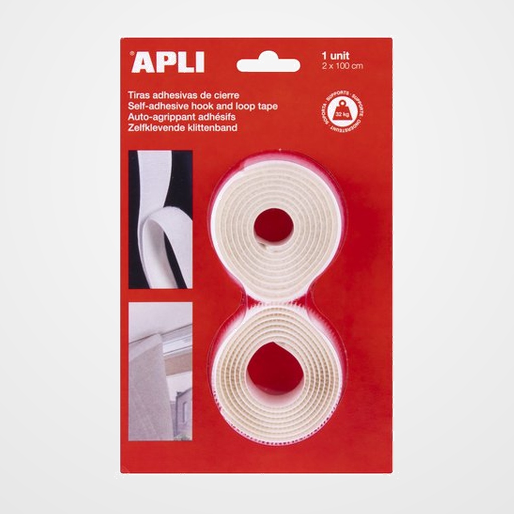 CINTA VELCRO APLI ADHESIVA 2x100 cm. BLANCO