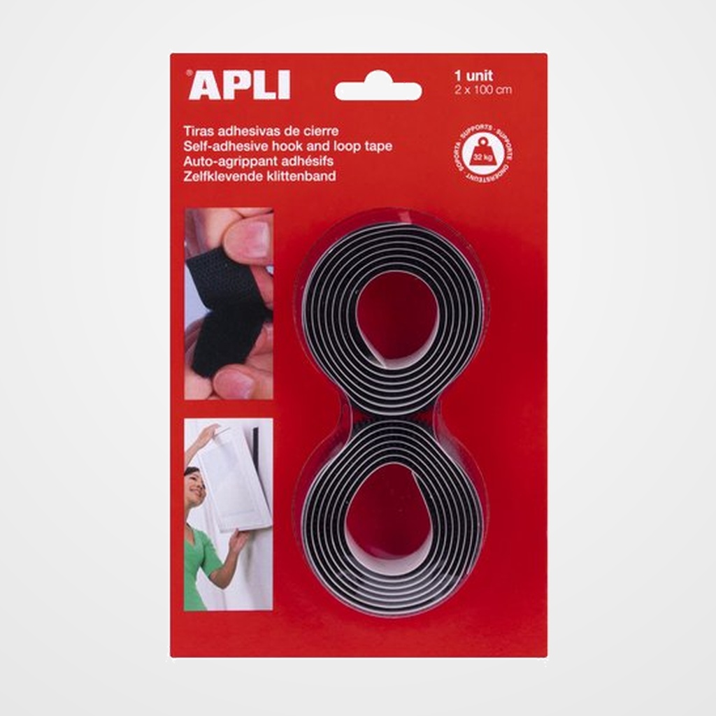 CINTA VELCRO APLI ADHESIVA 2x100 cm. NEGRO