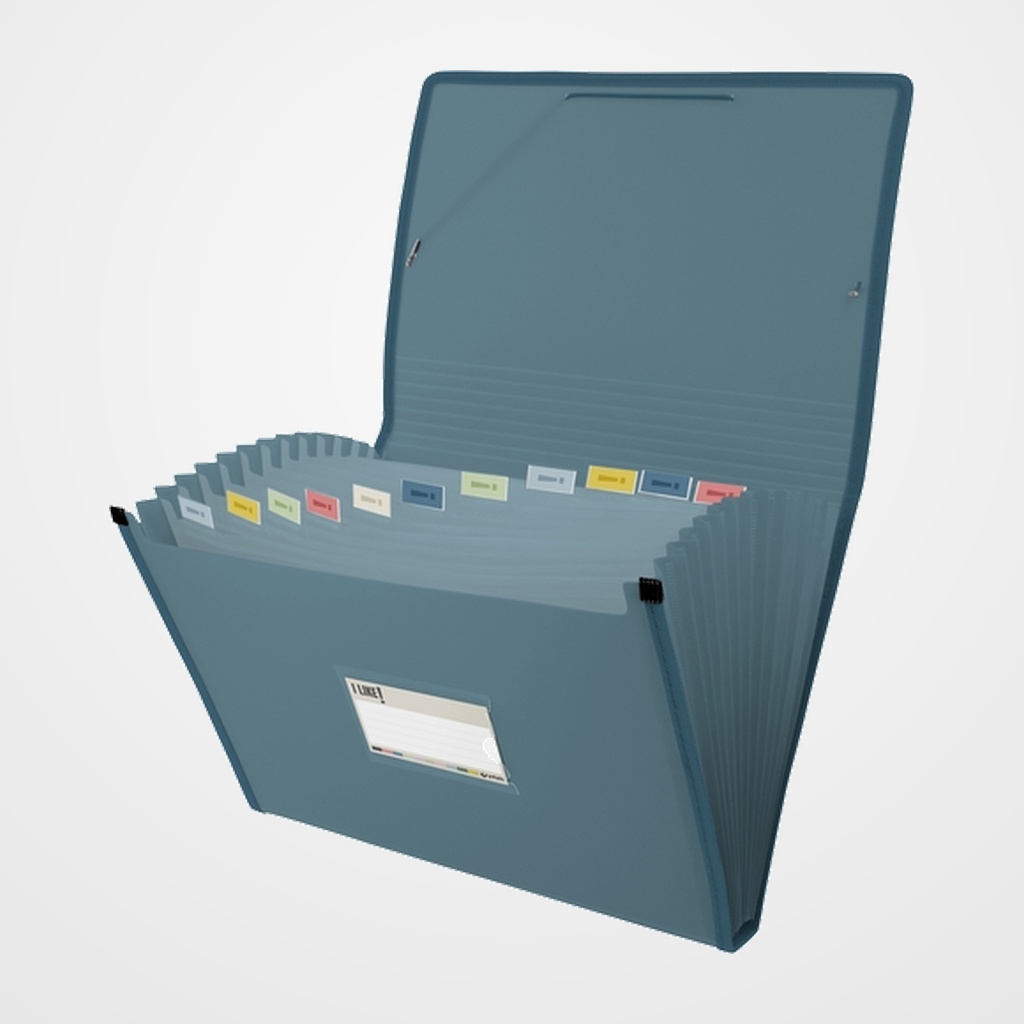 [10301865] CLASIFICADOR ACORDEON GRAFOPLAS PP SEMIRRIGIDO LIKE 3 OPACO Fº 13 DPTOS.BOLSILLO y GOMA AZUL OSCURO