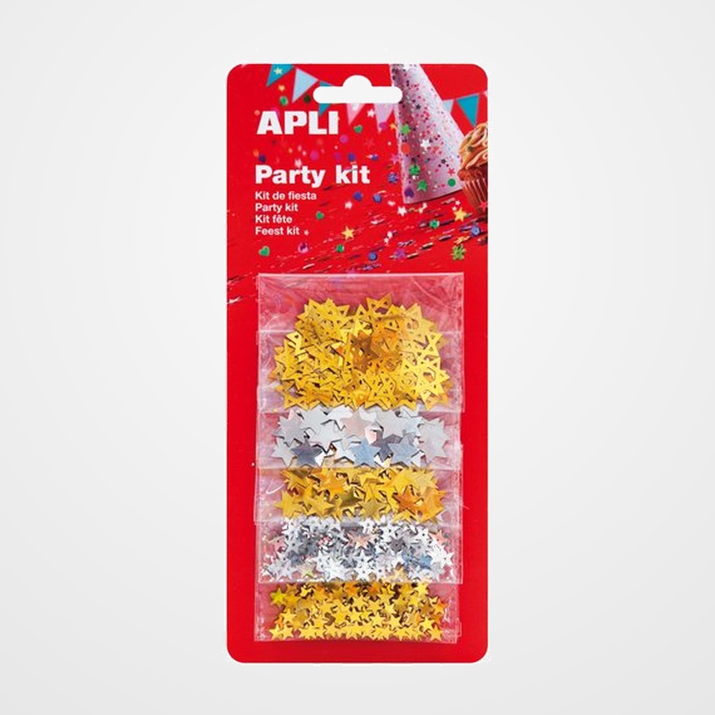 CONFETTI APLI ESTRELLAS COLOR SURTIDOS PACK de 5 BOLSAS de 2 gr.