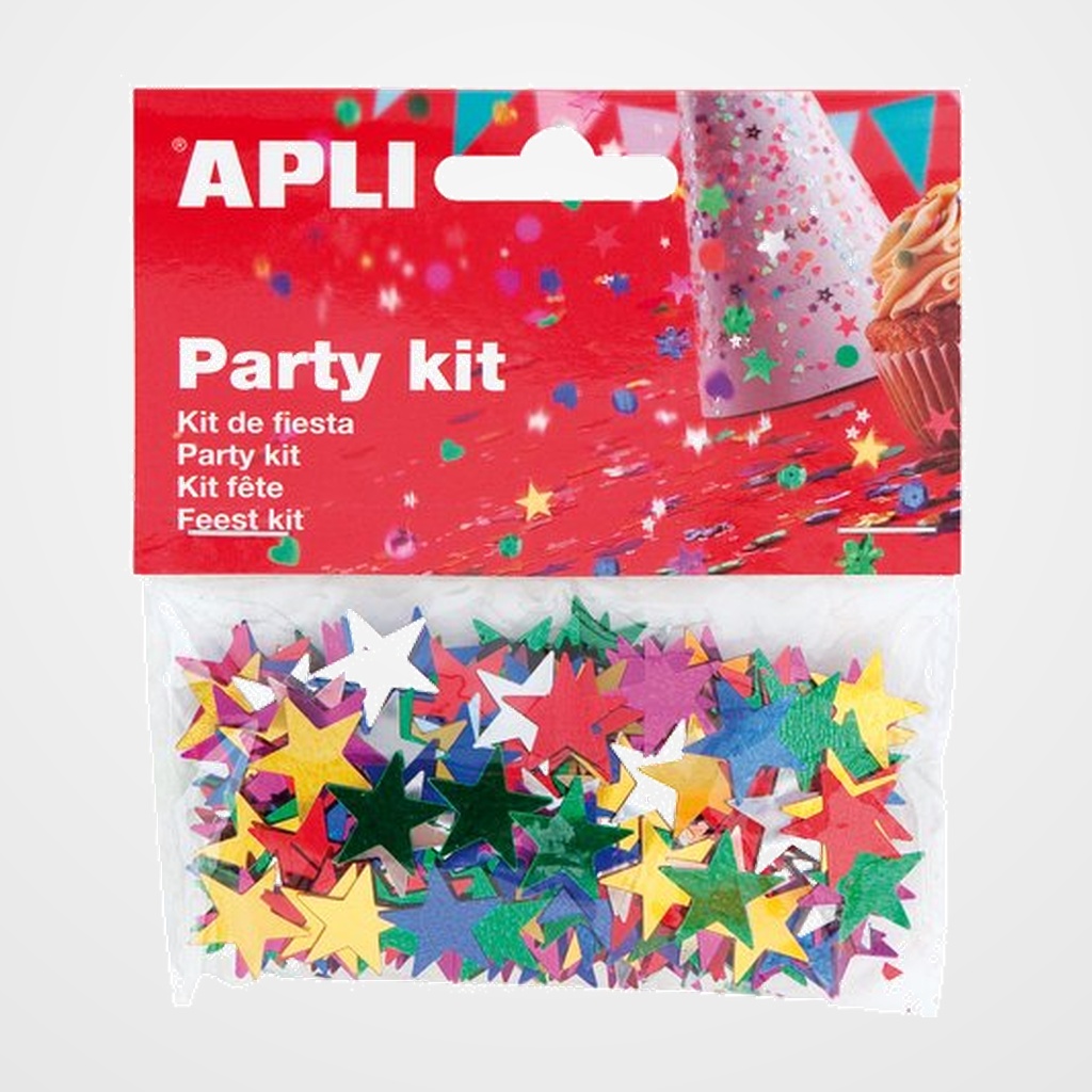 CONFETTI APLI ESTRELLAS COLOR 15 mm BOLSA 14 gr