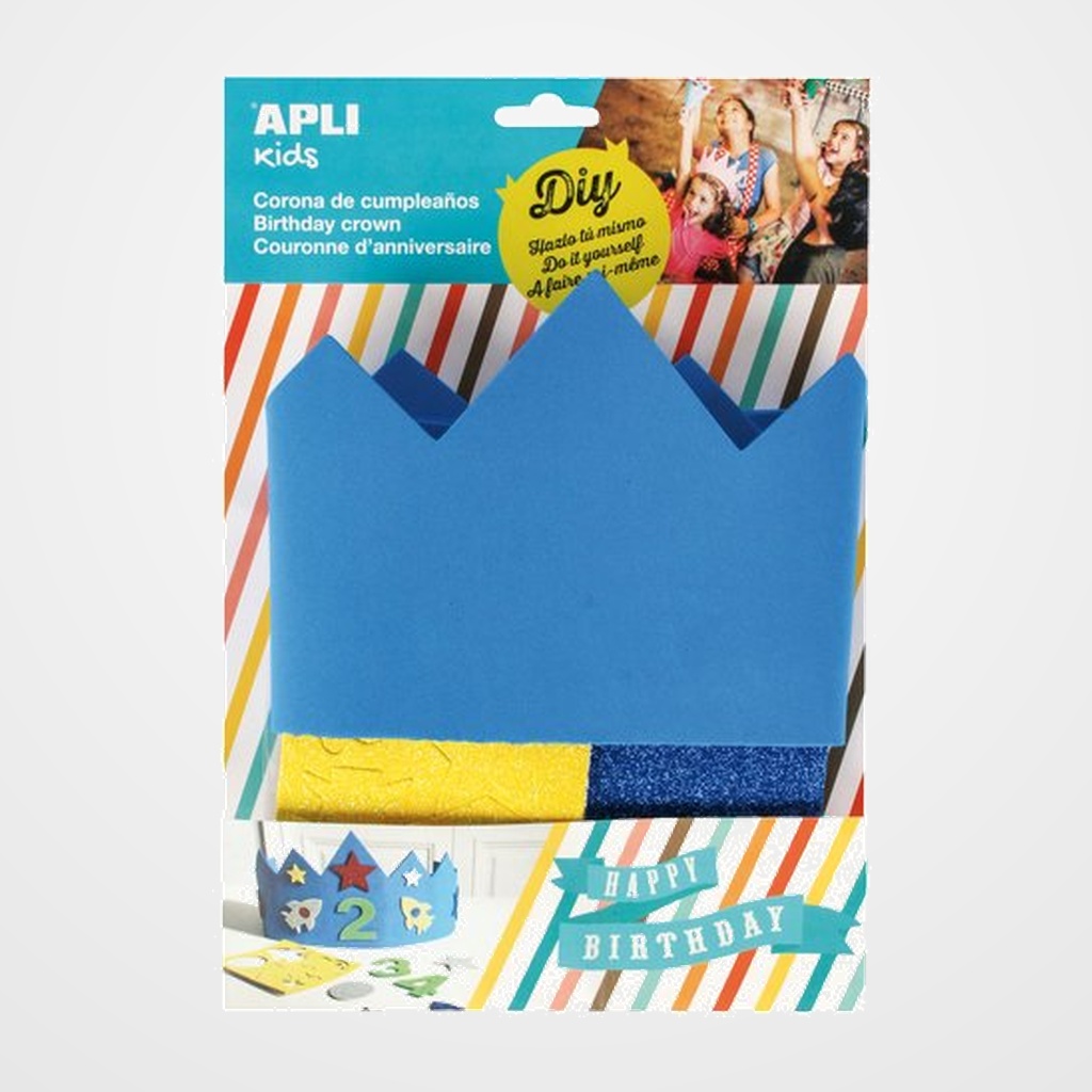 CORONA de CUMPLEAÑOS APLI GOMA EVA AZUL