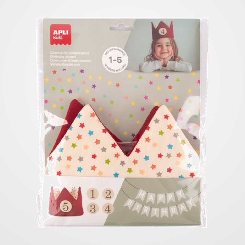 [30001327] CORONA de CUMPLEAÑOS APLI TELA REVERSIBLE ESTRELLAS/ROJA