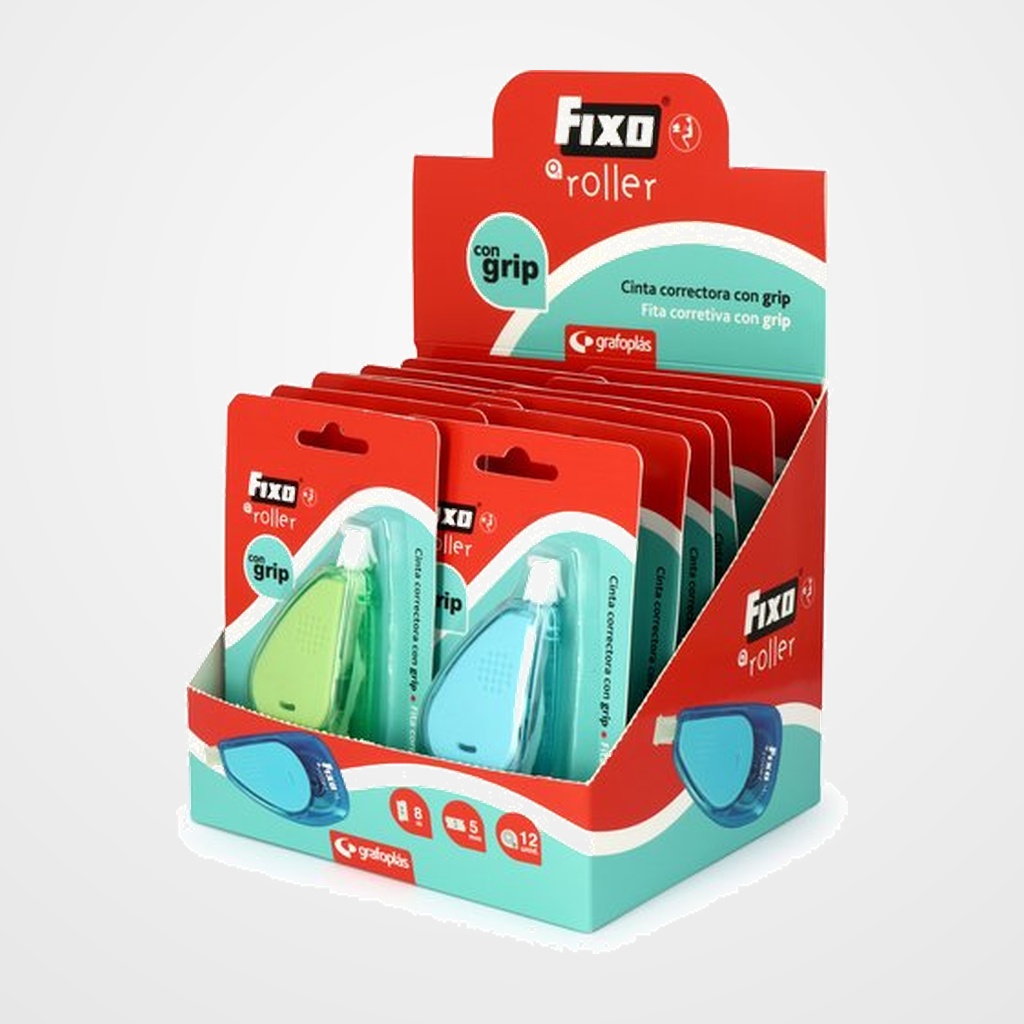 [15101189] CORRECTOR CINTA FIXO 5 mm x 8 m GRIP COLORES SURTIDOS