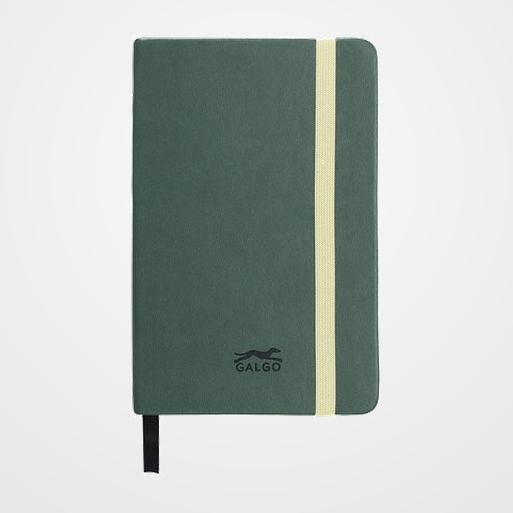 CUADERNO NOTAS GRAFOPLAS GALGO con GOMA A6 80h 100g RAYADO VERDE OSCURO