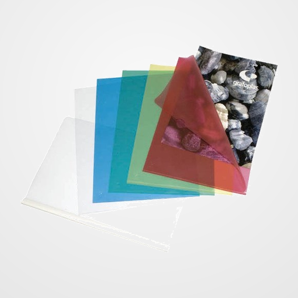 [18001607] DOSIER ANGULO RECTO GRAFOPLAS PP 110µ PIEL NARANJA A4 TRANSPARENTE PAQUETE de 100