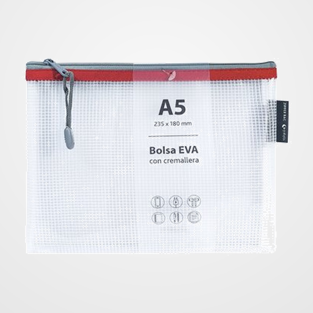 [18002214] DOSIER SOBRE GRAFOPLAS CREMALLERA EVA-BAG A5 ROJO