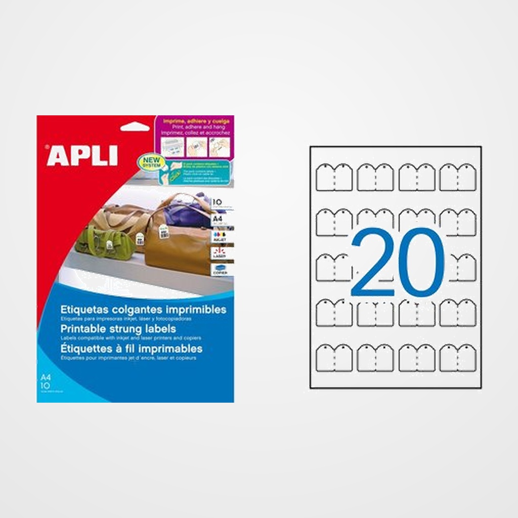 [18803058] ETIQUETAS ADH.IMPR.APLI A4 BLANCA COLGANTE C.ROMOS CAJA 10h 22x35 mm 200 uds.(11945)