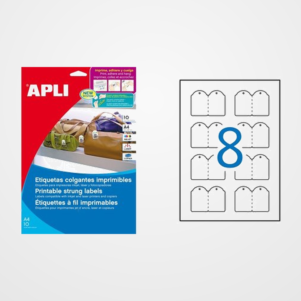 [18803047] ETIQUETAS ADH.IMPR.APLI A4 BLANCA COLGANTE C.ROMOS CAJA 10h 36x53 mm 80 uds.(11947)