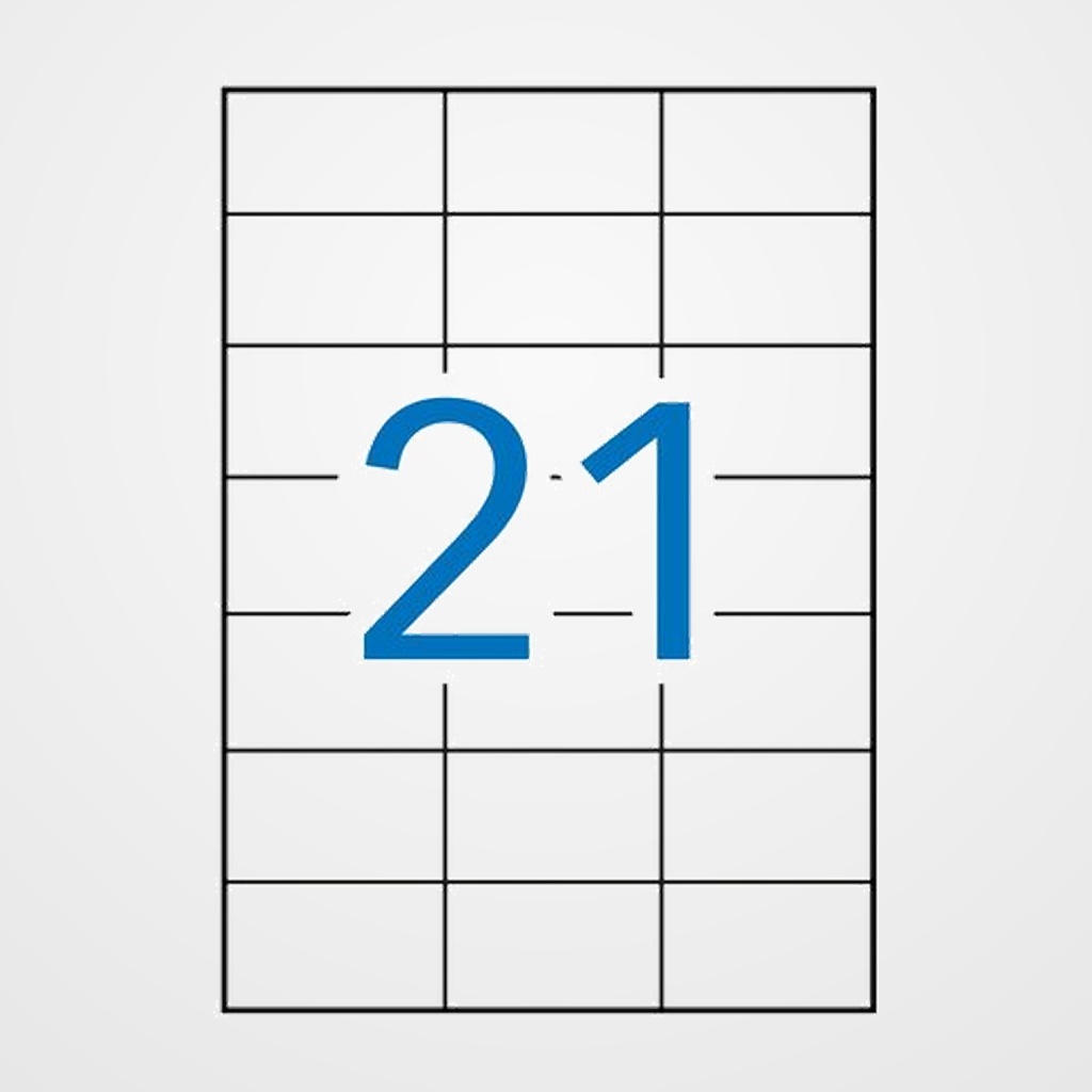 ETIQUETAS ADH.IMPR.APLI A4 BLANCA C.RECTOS LASER CAJA 250h  70x42,4 mm 5.250 uds.(02521)