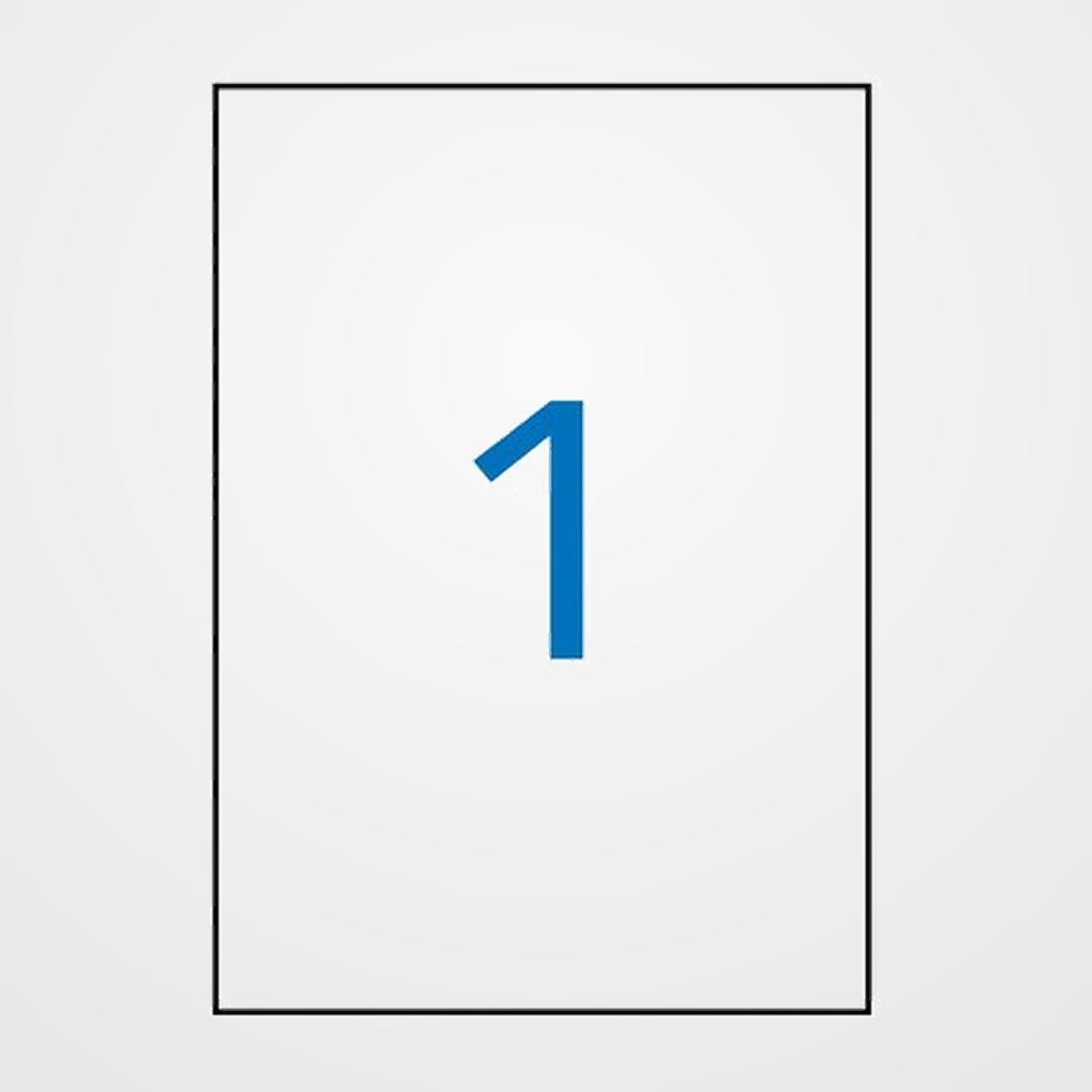 ETIQUETAS ADH.IMPR.APLI A4 BLANCA C.RECTOS LASER CAJA 250h 210x297 mm 250 uds.(02530)