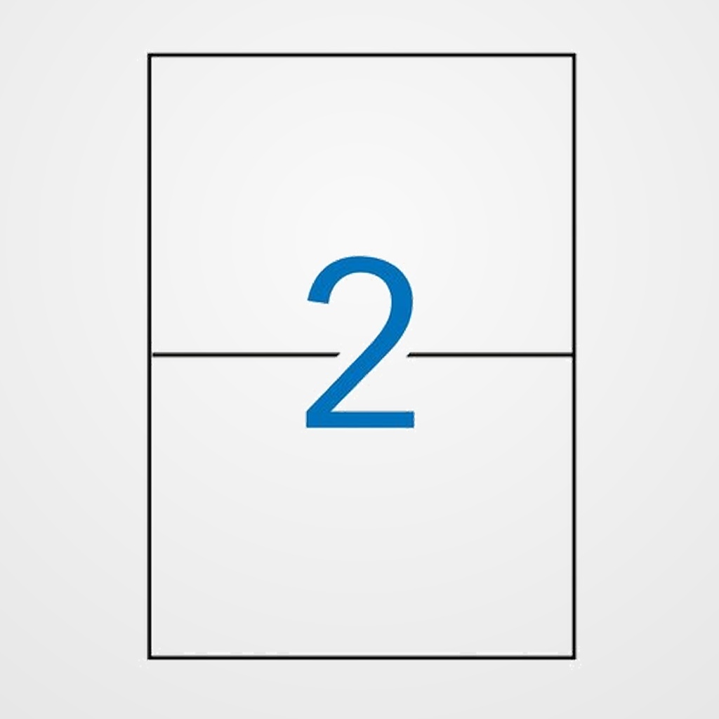 ETIQUETAS ADH.IMPR.APLI A4 BLANCA C.RECTOS RECICLADAS CAJA 100h 210x148 mm 200 uds.(12069)