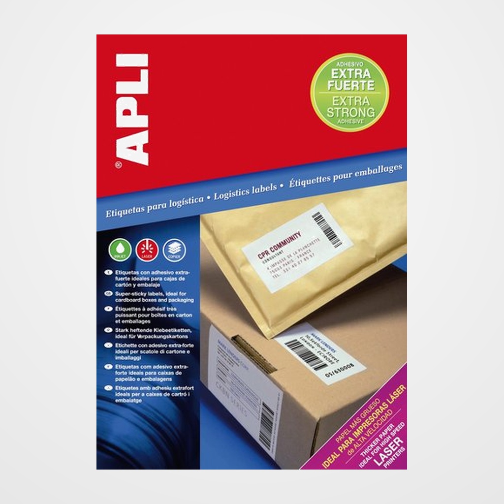ETIQUETAS ADH.IMPR.APLI A4 BLANCA EXTRA-FUERTE C.RECTOS CAJA 100h 105x148 mm 400 uds.(11785)