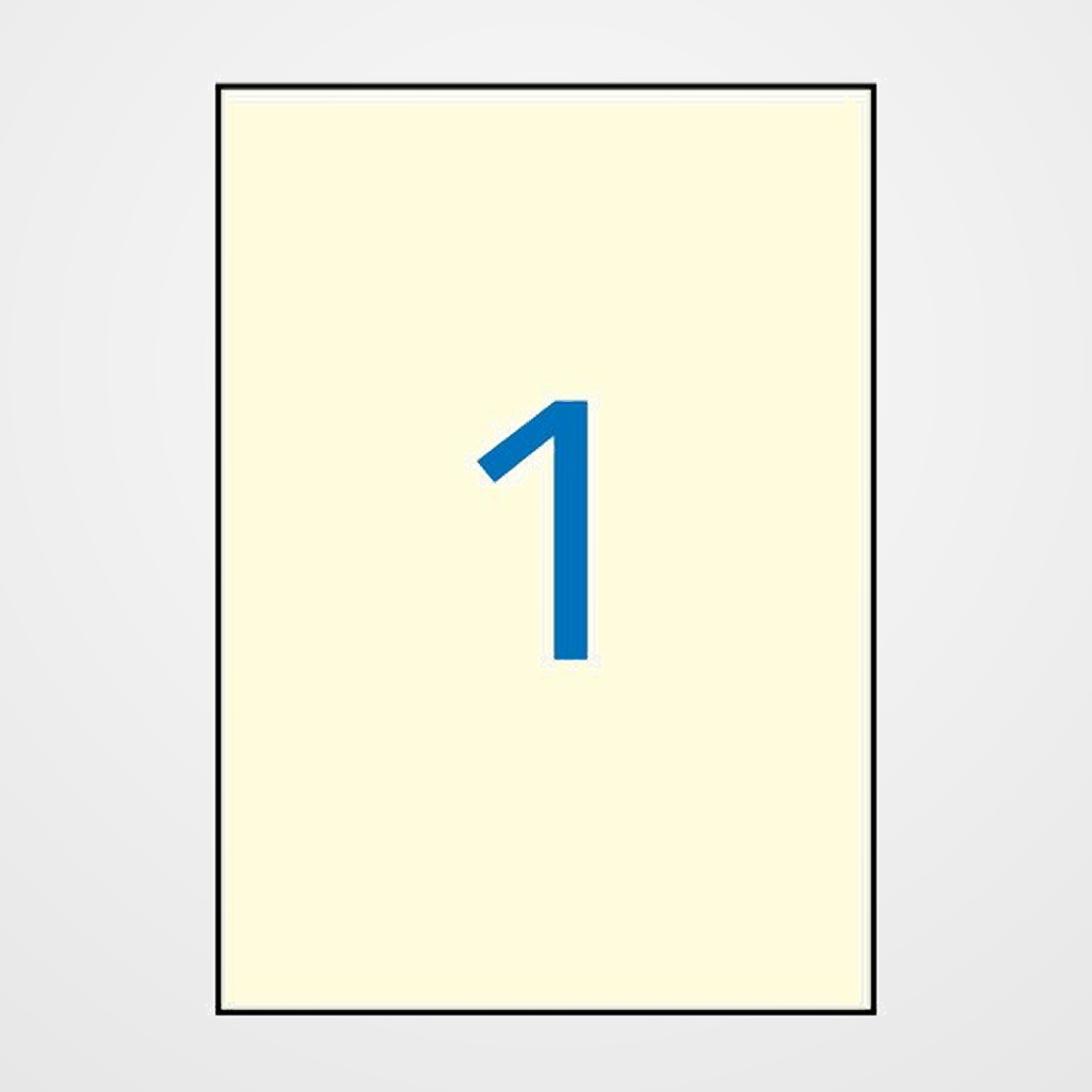 [18802184] ETIQUETAS ADH.IMPR.APLI A4 COL.PASTEL CREMA C.RECTOS BLISTER 20h 210x297 mm 20 uds.(11802)