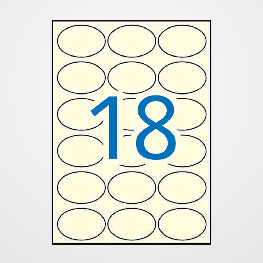 [18802156] ETIQUETAS ADH.IMPR.APLI A4 COL.PASTEL CREMA OVALADA BLISTER 20h 63,5x42,3 mm 360 uds.(11799)