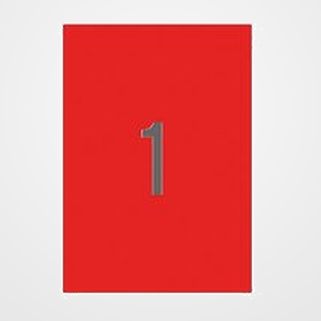 ETIQUETAS ADH.IMPR.APLI A4 FLUOR ROJA LS-CP C.RECTOS CAJA 100h 210x297 mm 100 uds.(11749)